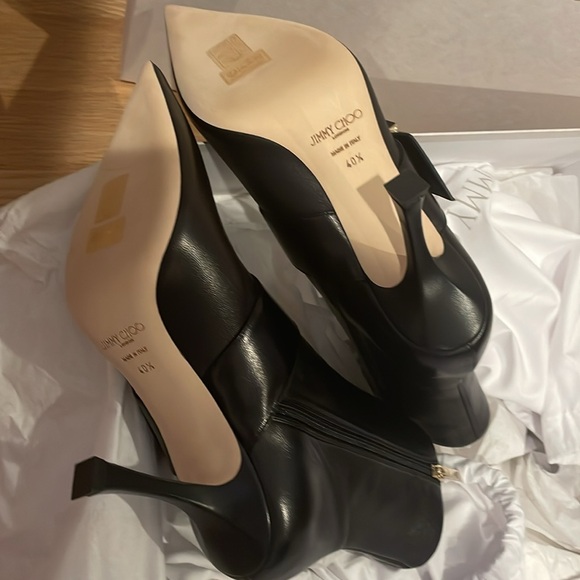 Jimmy Choo Black Leather Boots, Size 9.5 - Picture 5 of 6